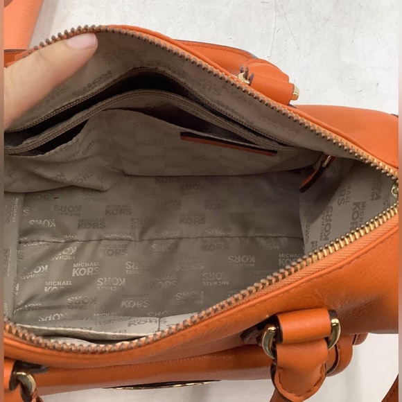 Michael Kors Orange Pebbled Leather Satchel with Adjustable Crossbody Strap EUC - Picture 9 of 16